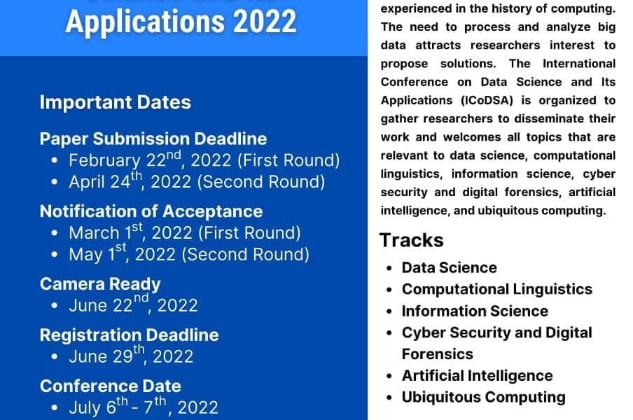 The 5th International Conference on Data Science and Its Applications ICoDSA