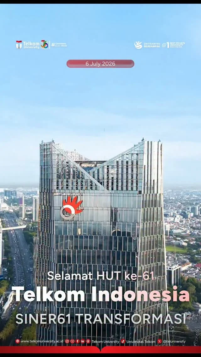 HEI TelUtizen! ๐Selamat HUT ke-61 untuk Telkom Indonesia! ๐๐ฎ๐ฉDengan mengusung tema "SINER61 TRANSFORMASI", semoga Telkom Indonesia terus menjadi penggerak transformasi digital di Indonesia melalui inovasi, kolaborasi, dan semangat untuk memberikan kontribusi terbaik bagi kemajuan bangsa.Mari bersama melangkah menuju masa depan yang lebih maju, adaptif, dan berkelanjutan.Dirgahayu ke-61, Telkom Indonesia! โค๏ธ#TelkomUniversity #KampusSwastaTerbaik #ContributeToTheWorld #KampusBerdampak